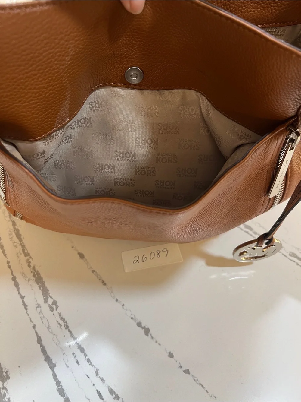 Michael Kors Cognac Leather Shoulder Hobo Bag Luggage Tan